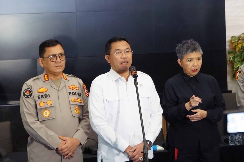 Wakil Kepala BGN, Sony Sonjaya pada Konferensi Pers Bersama Satgas MBG Polri./BGN