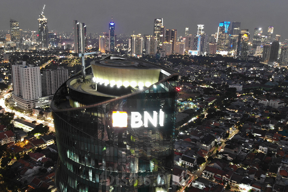 Aerial foto gedung milik PT Bank Negara Indonesia yang ada di Jakarta.