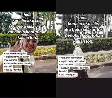 Sulit cari kerja, wanita ini buka peluang sendiri dengan menawarkan jasa teman jalan, jaga bayi, hingga bersihkan rumah harga Rp 25 Ribu. Foto: Dok. Instagram @lilisviginia.