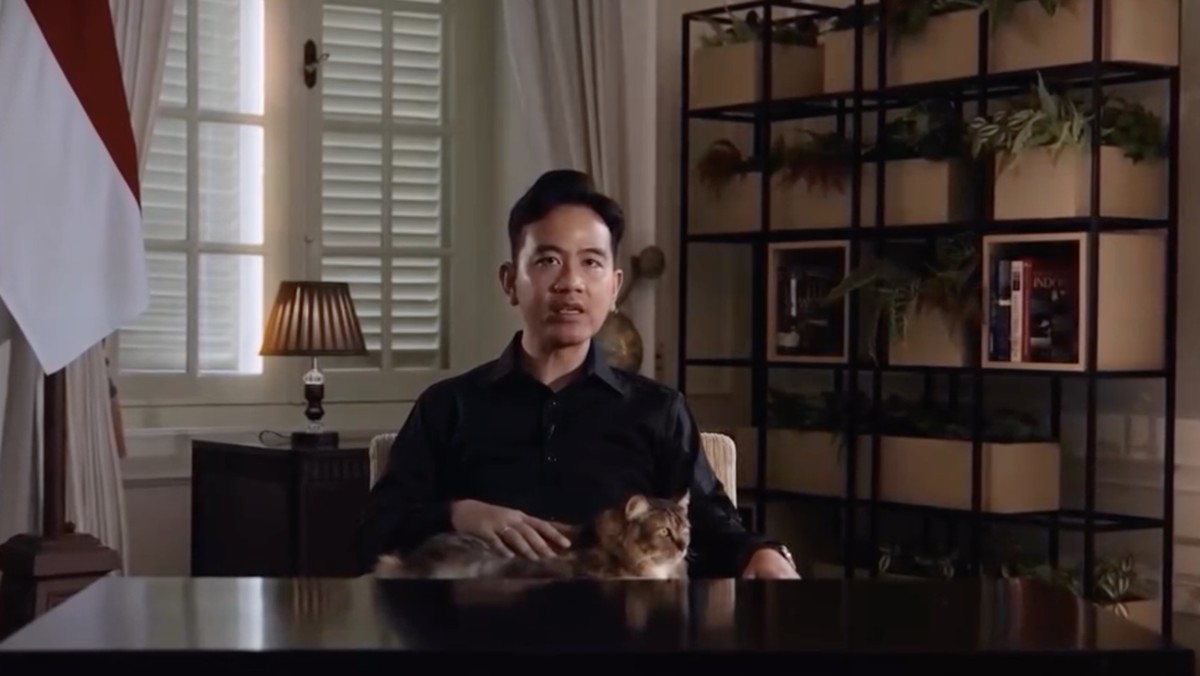 Foto: Wakil Presiden (Wapres) Gibran Rakabuming Raka mengunggah video sedang mengelus seekor kucing saat menyampaikan terkait Artificial Intelligence (AI) pada Instagram Pribadinya. (Instagram/gibran_rakabuming)