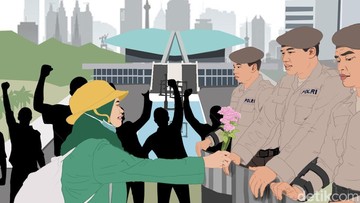 Gelombang Aksi Mahasiswa Trisakti Serukan Pemulihan Ekonomi di Depan Gedung DPR