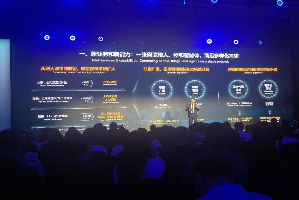 Chairman Mobile Communications Group, Chen Zhongyue menekankan pentingnya nilai inklusivitas di balik pengembangan inovasi teknologi masa depan seperti AI/Bisnis.com-Leo Dwi Jatmiko