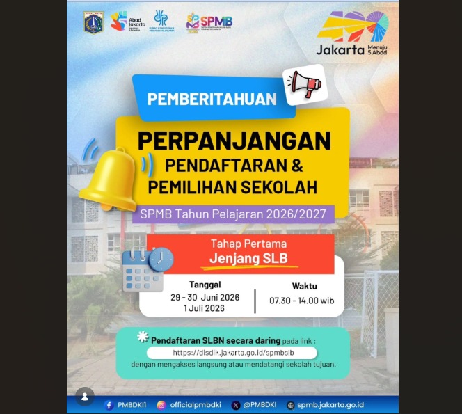 SPMB SLB 2026 diperpanjang.