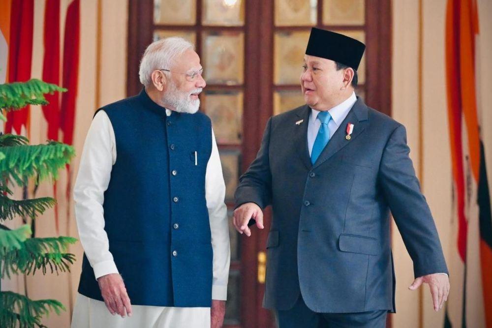 Presiden Republik Indonesia, Prabowo Subianto, melakukan pertemuan bilateral dengan Perdana Menteri India, Narendra Modi, pada Sabtu, 25 Januari 2025, di Hyderabad House, New Delhi. - Dok. BPMI Setpres/Laily Rachev.