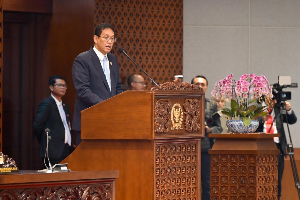 Menteri Keuangan Purbaya Yudhi Sadewa dalam Rapat Paripurna DPR ke-25 Masa Persidangan V Tahun Sidang 2025—2026, Selasa (14/7/2026). / dok. Kemenkeu