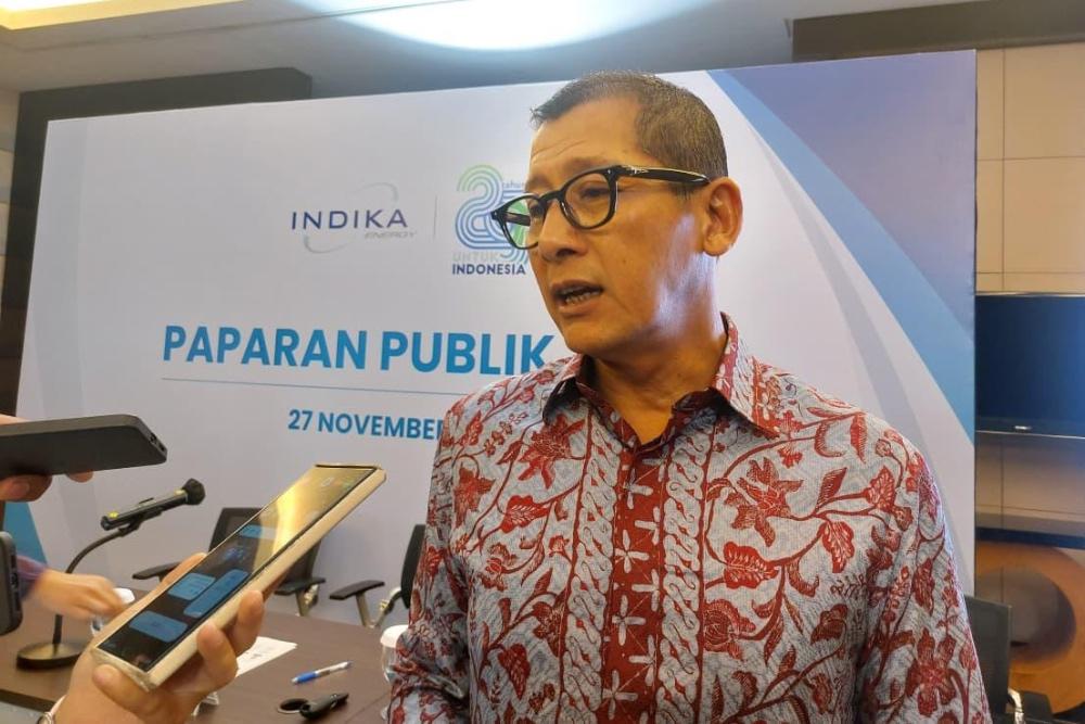 Direktur Utama PT Indika Energy Tbk. (INDY) Azis Armand usai paparan publik Indika Energy di Jakarta, Kamis (27/11/2025). Annisa Kurniasari Saumi.